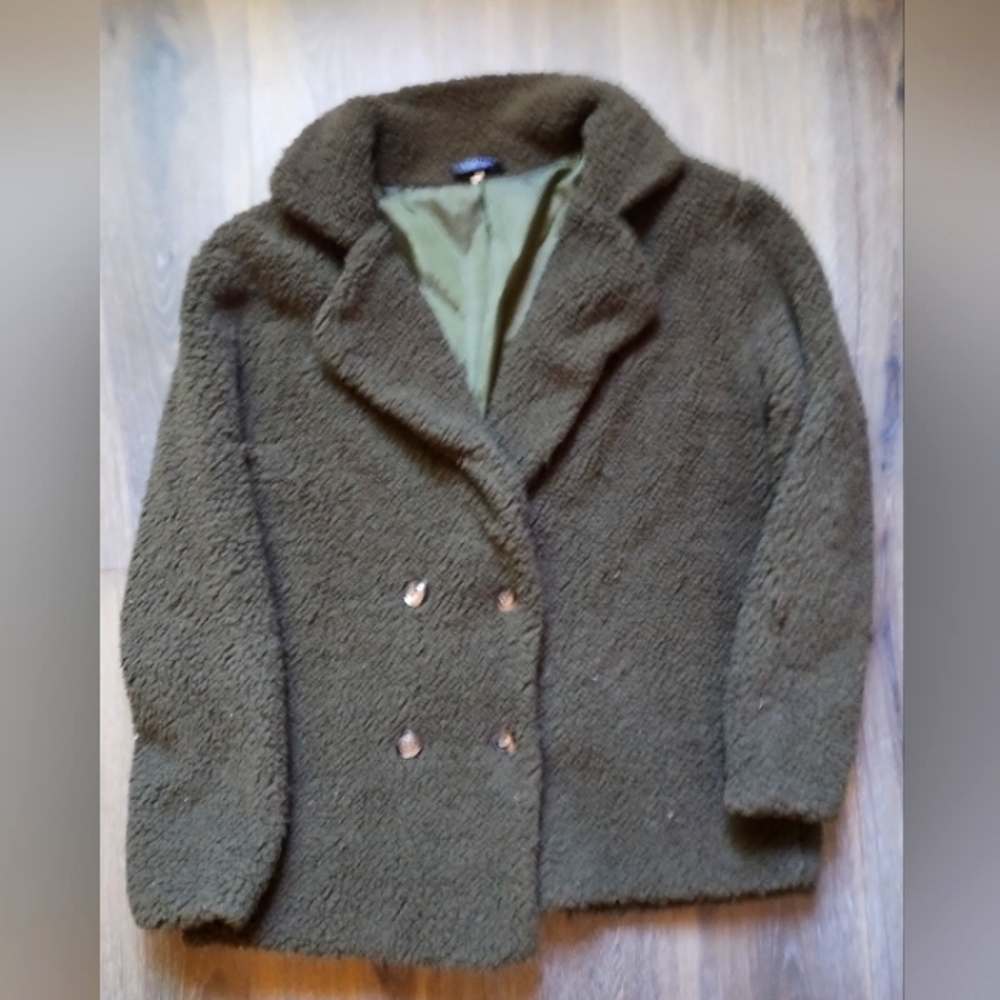 Forest Green Fuzzy Coat